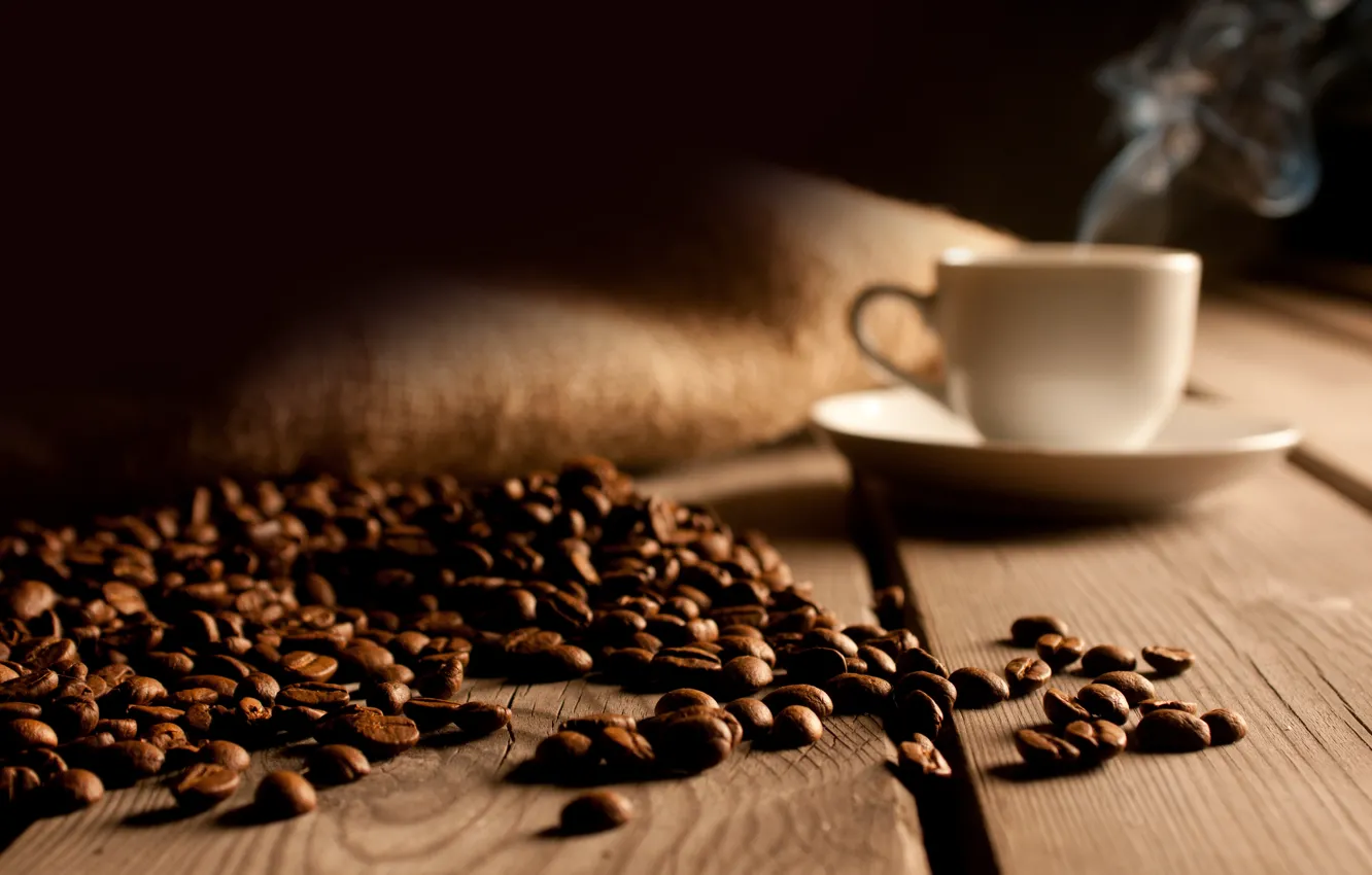 Photo wallpaper Board, coffee, grain, Cup, floor