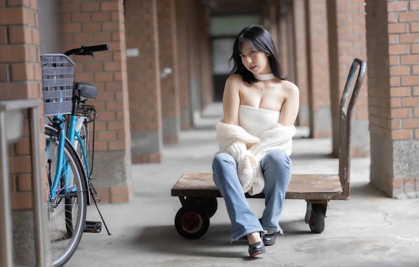 Photo wallpaper girl, brunette, Asian