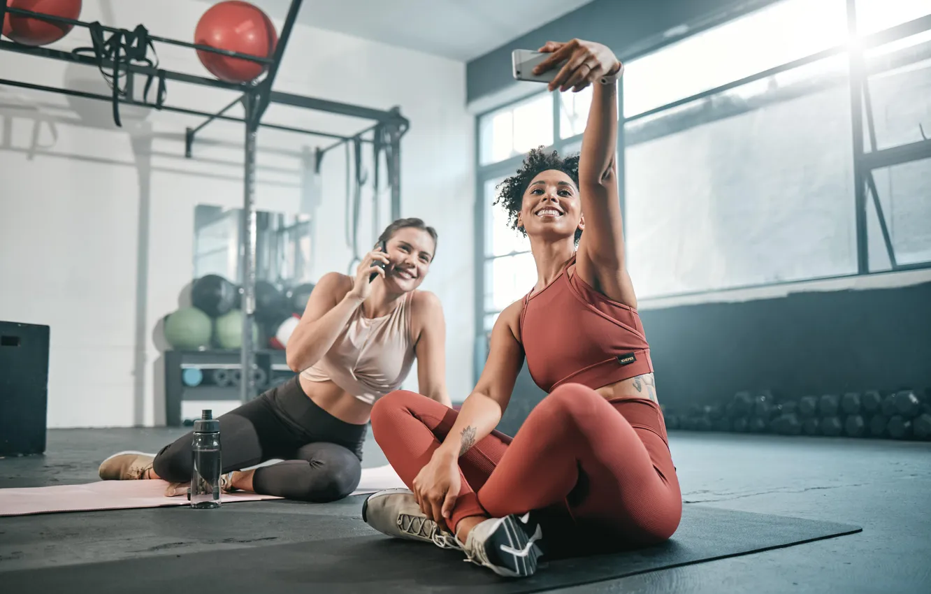 Photo wallpaper gym, leggings, woman fitness, Buttock, activewear, woman exercises, woman streching, woman workout