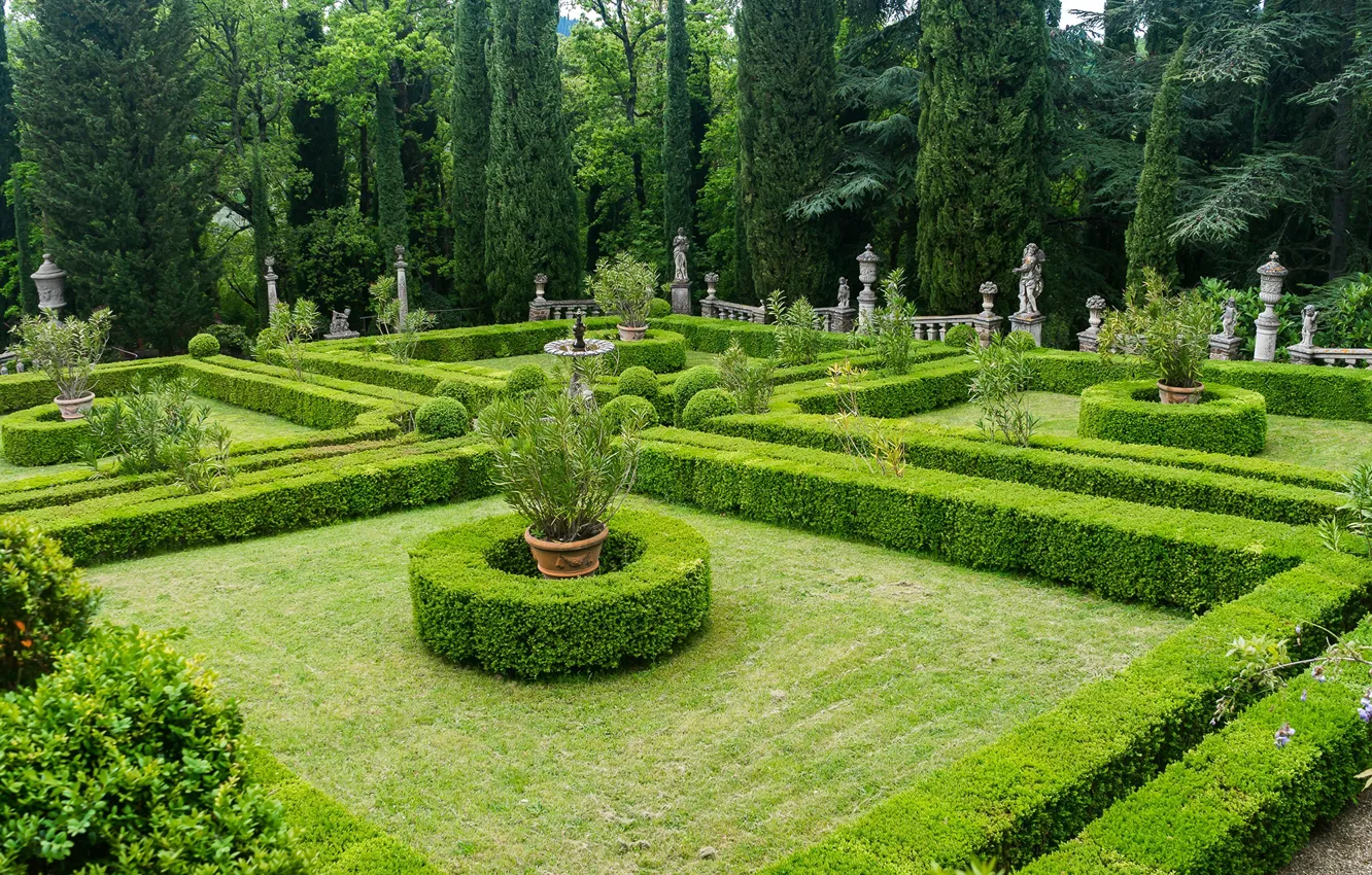 Photo wallpaper greens, trees, design, garden, Italy, the bushes, Tuscany, Peyron Villa Garden