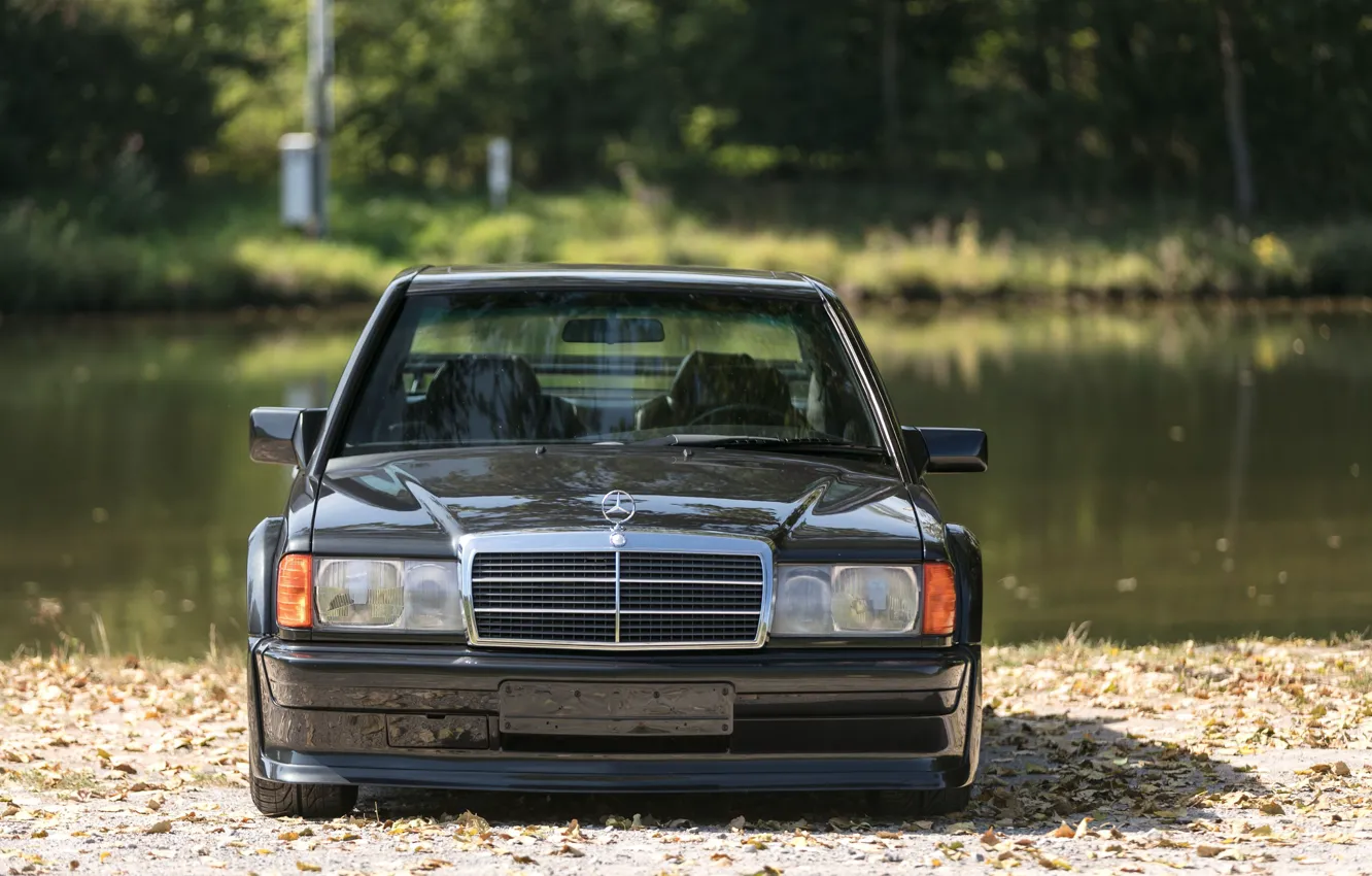 Photo wallpaper Mercedes-Benz, Mercedes, Evolution, Front, Black, 1989, Face, W201