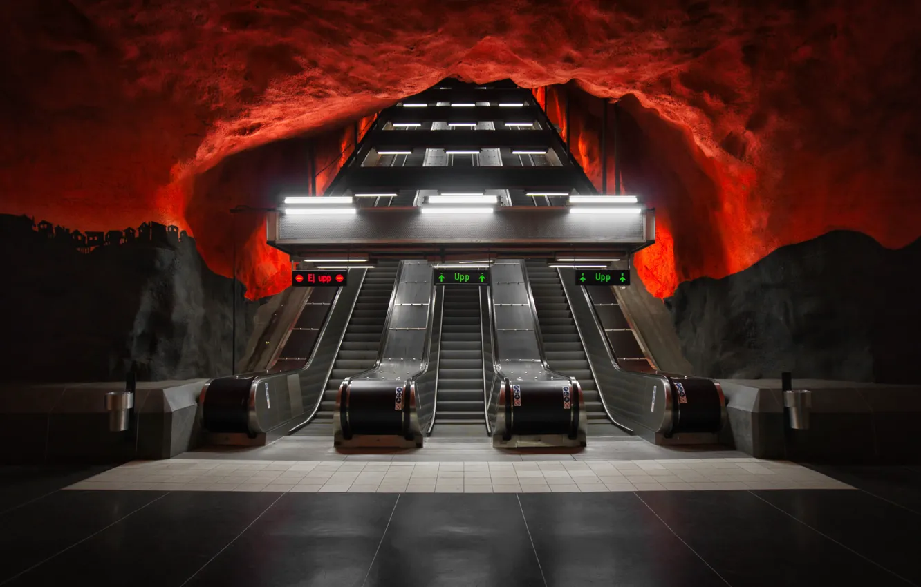 Photo wallpaper art, stockholm, metro, sweden, desigh, arhitecture
