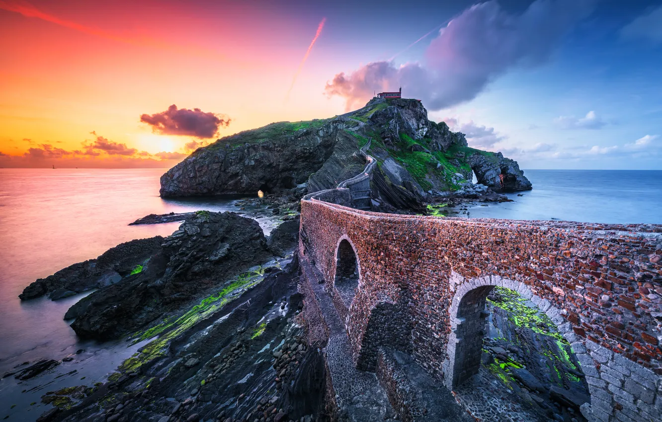 Photo wallpaper Spain, Basque Country, San Juan de Gaztelugatxe