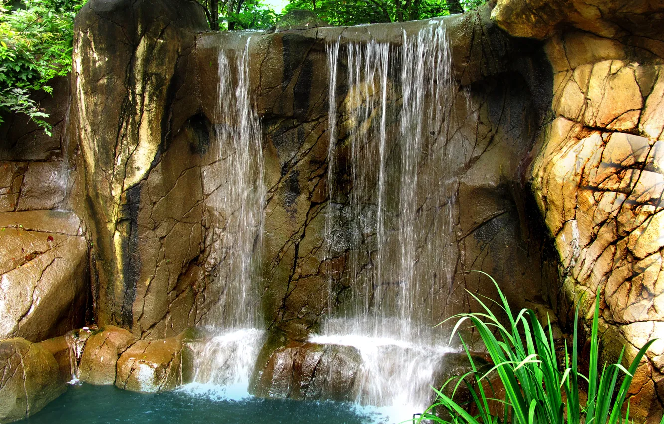 Photo wallpaper stones, waterfall, stream, Missouri, USA, USA, St. Louis, nature