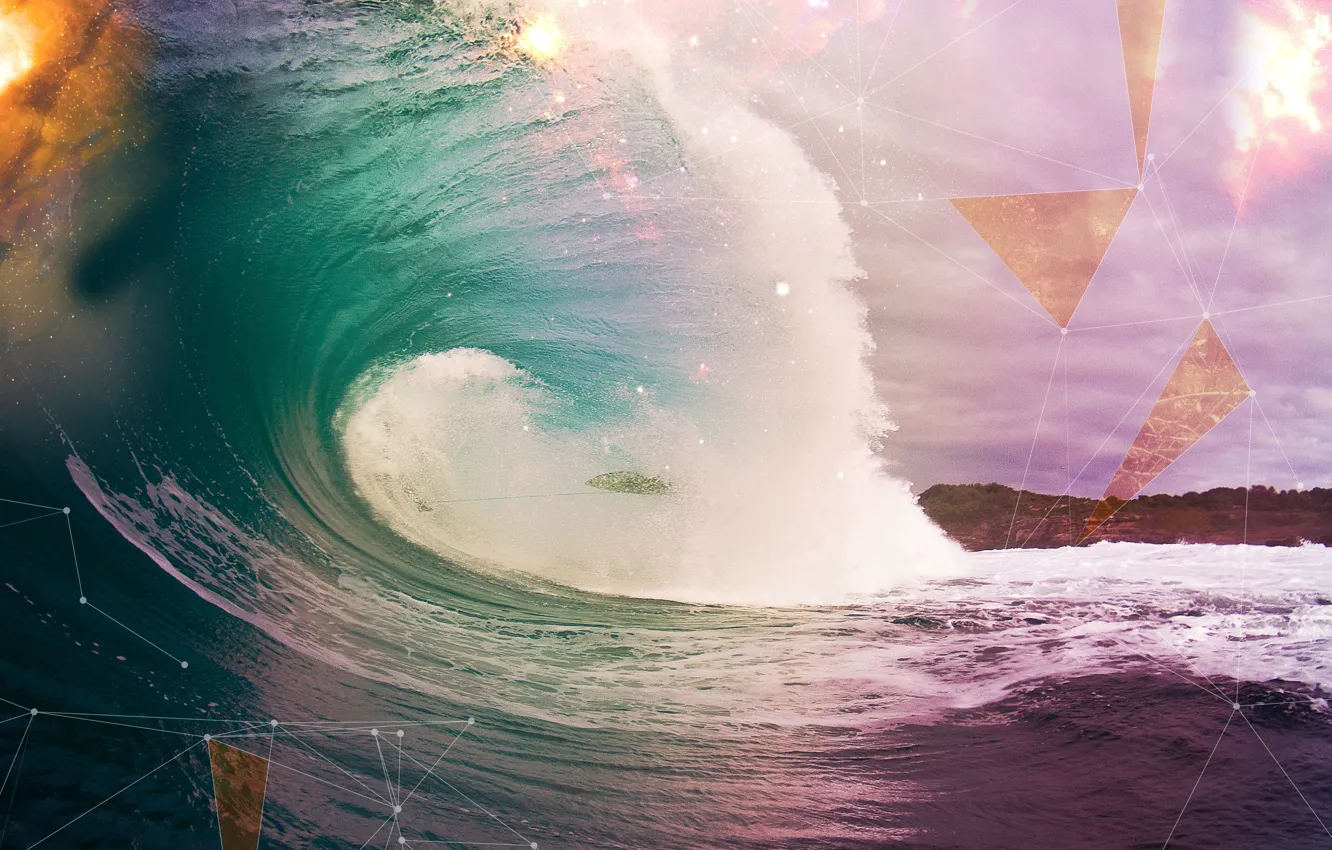 Photo wallpaper the ocean, shore, Wave