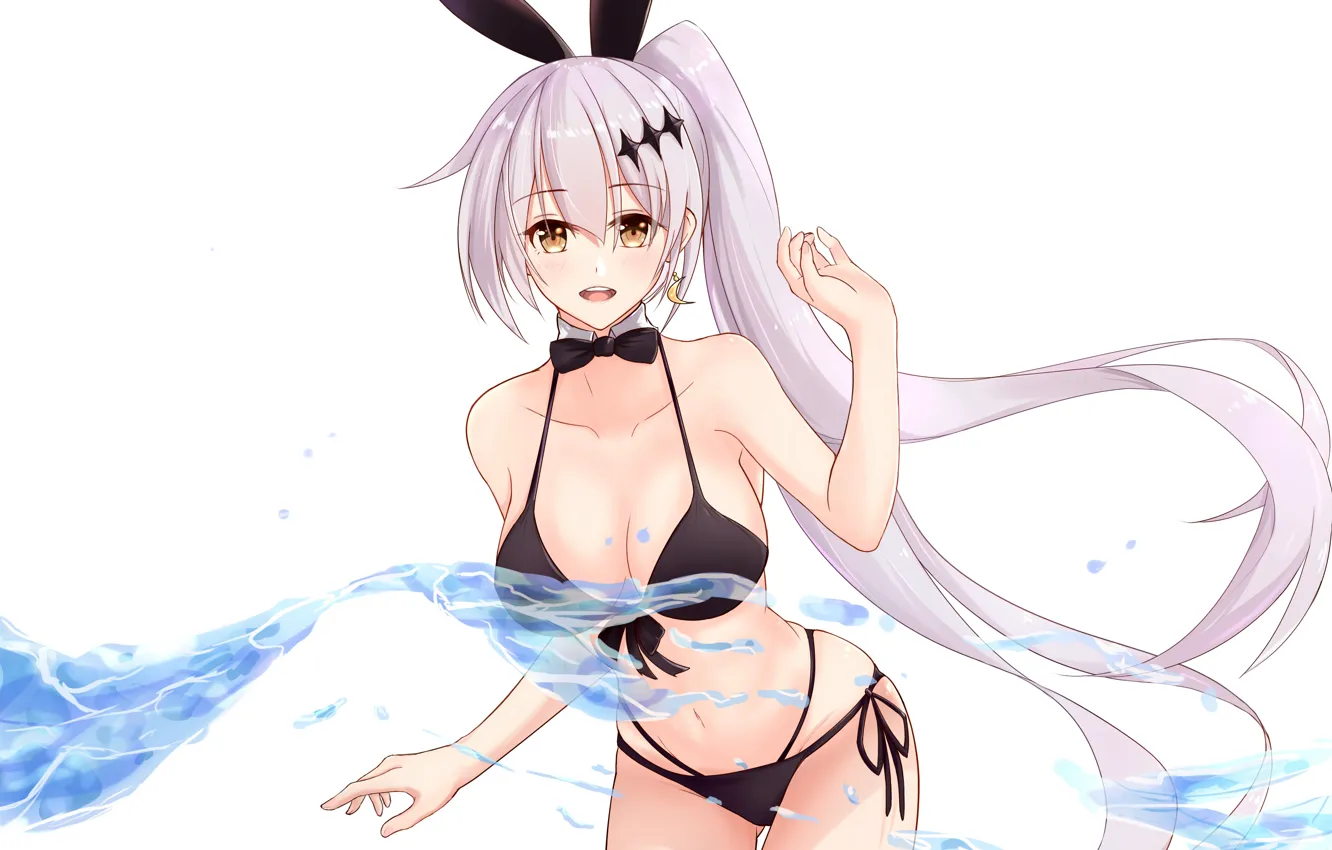 Photo wallpaper girl, sexy, cleavage, pink hair, long hair, brown eyes, boobs, anime