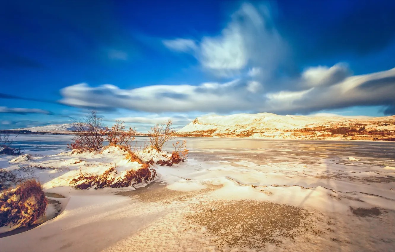 Photo wallpaper landscape, mountains, lake