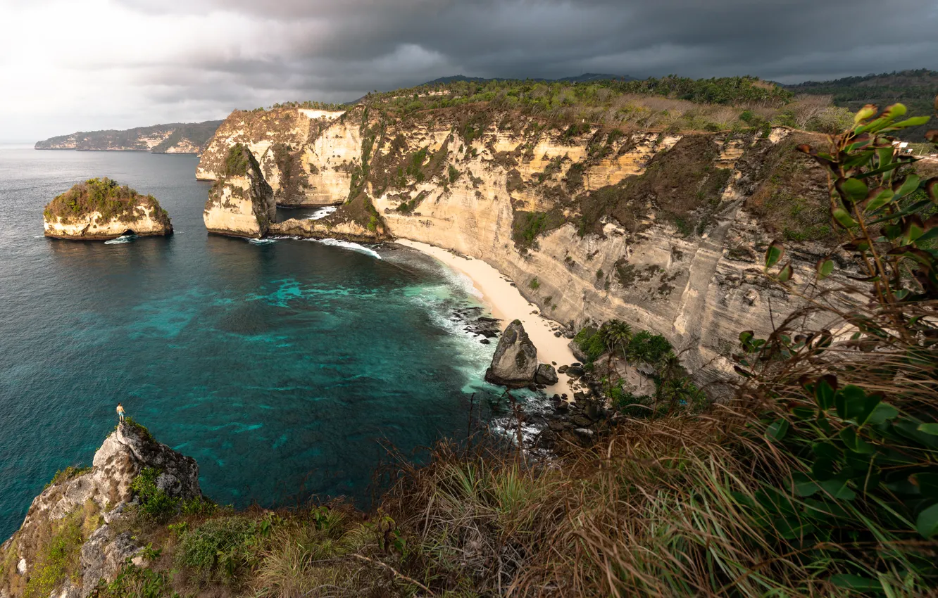 Photo wallpaper sea, water, cliffs