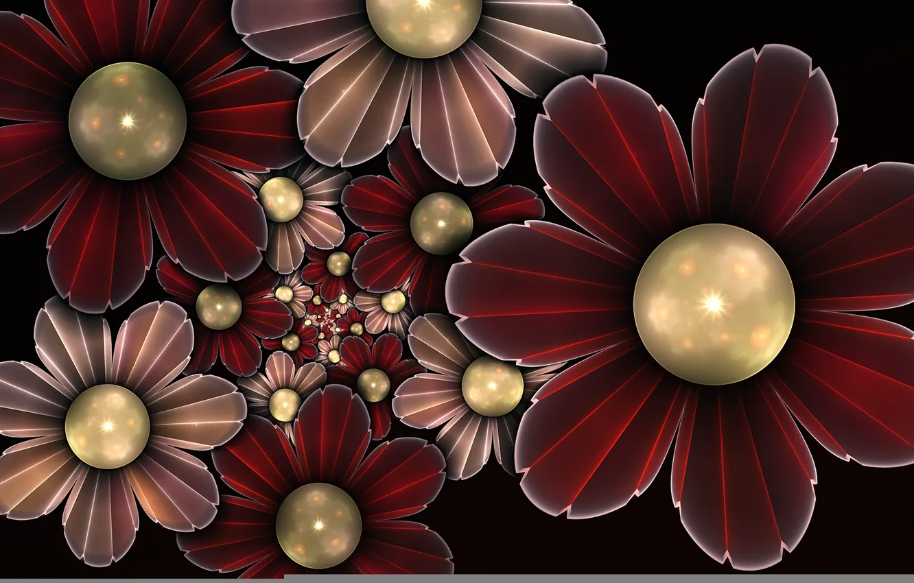Photo wallpaper flowers, rendering, petals, the volume
