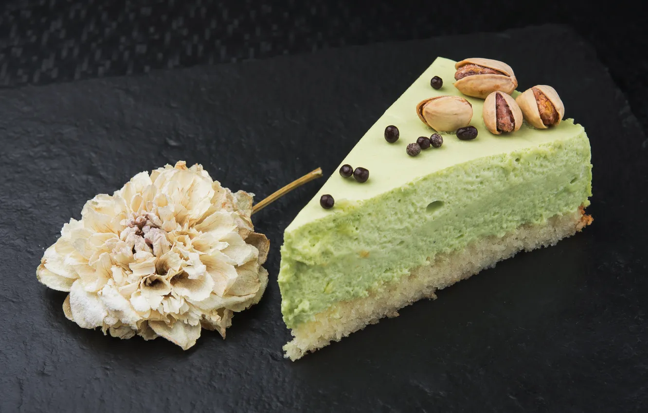 Photo wallpaper flowers, cake, nuts, cream, dessert