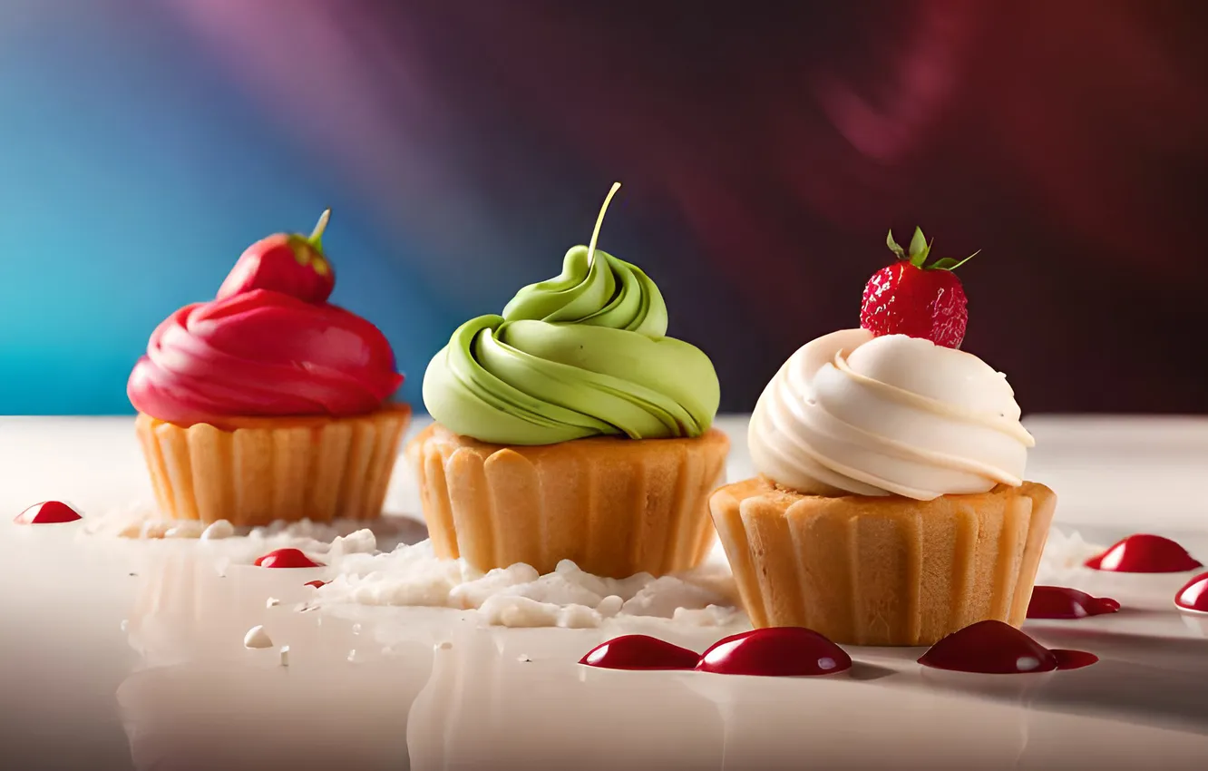 Photo wallpaper food, dessert, cupcakes