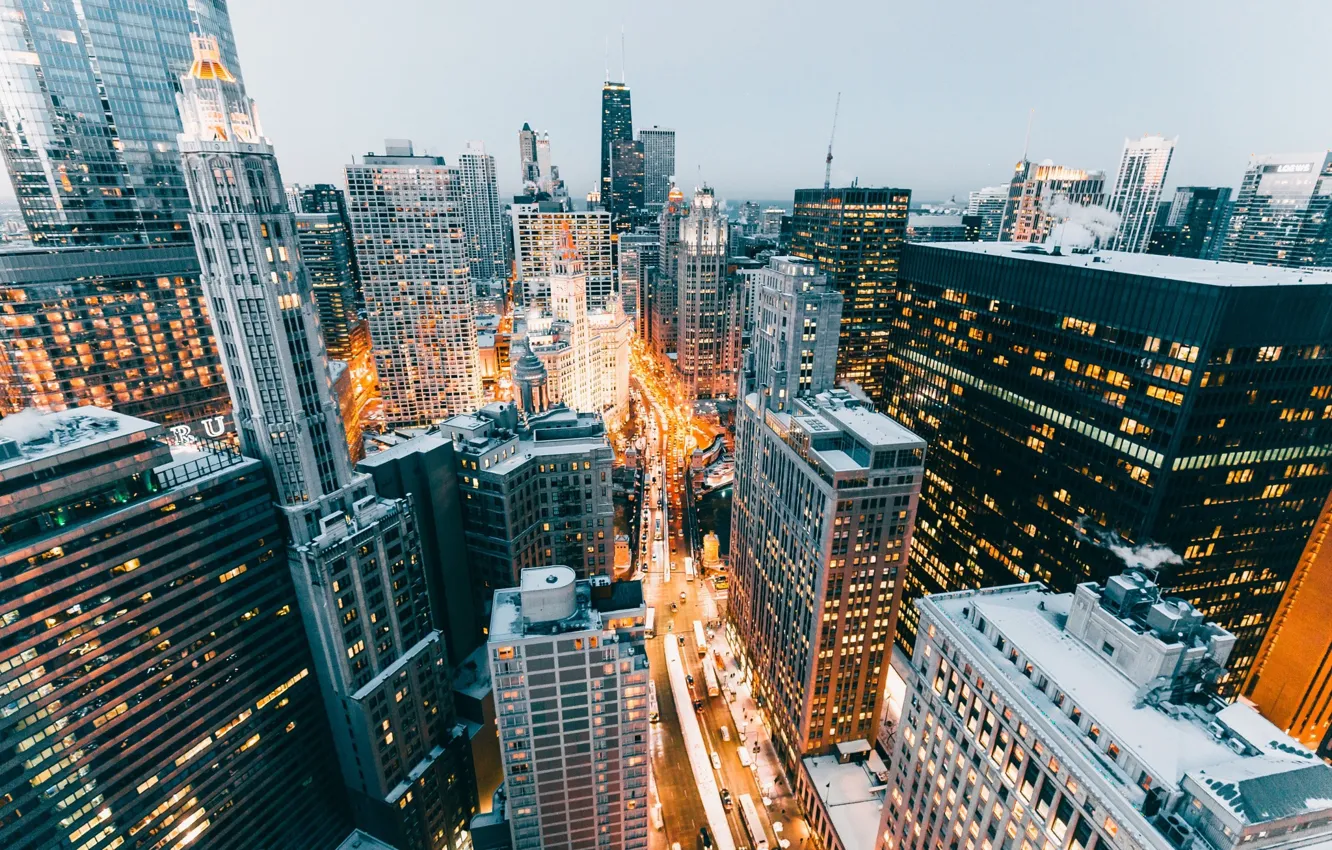 Photo wallpaper light, the city, lights, home, Chicago, USA