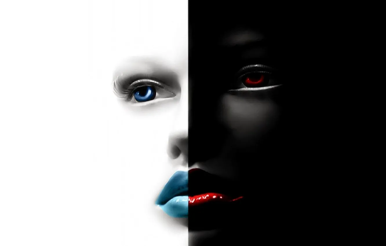Photo wallpaper eyes, face, contrast, lips