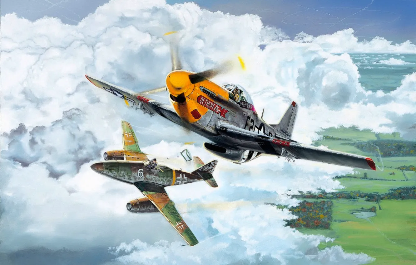 Photo wallpaper German, war, art, airplane, painting, aviation, jet, American