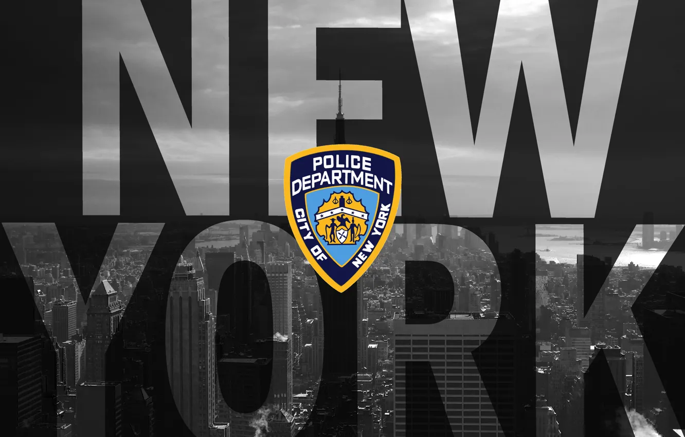 Photo wallpaper logo, black, shield, NYPD