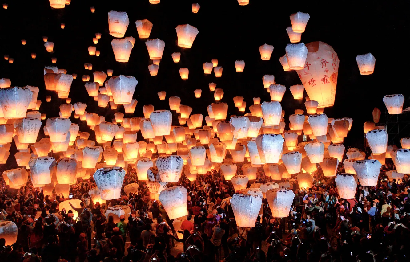 Photo wallpaper festival, Taiwan, Skylantern