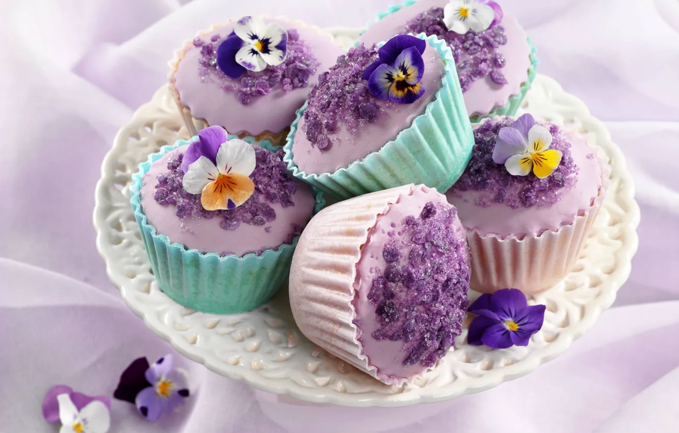 Photo wallpaper flowers, decoration, cakes, sweet, cupcakes
