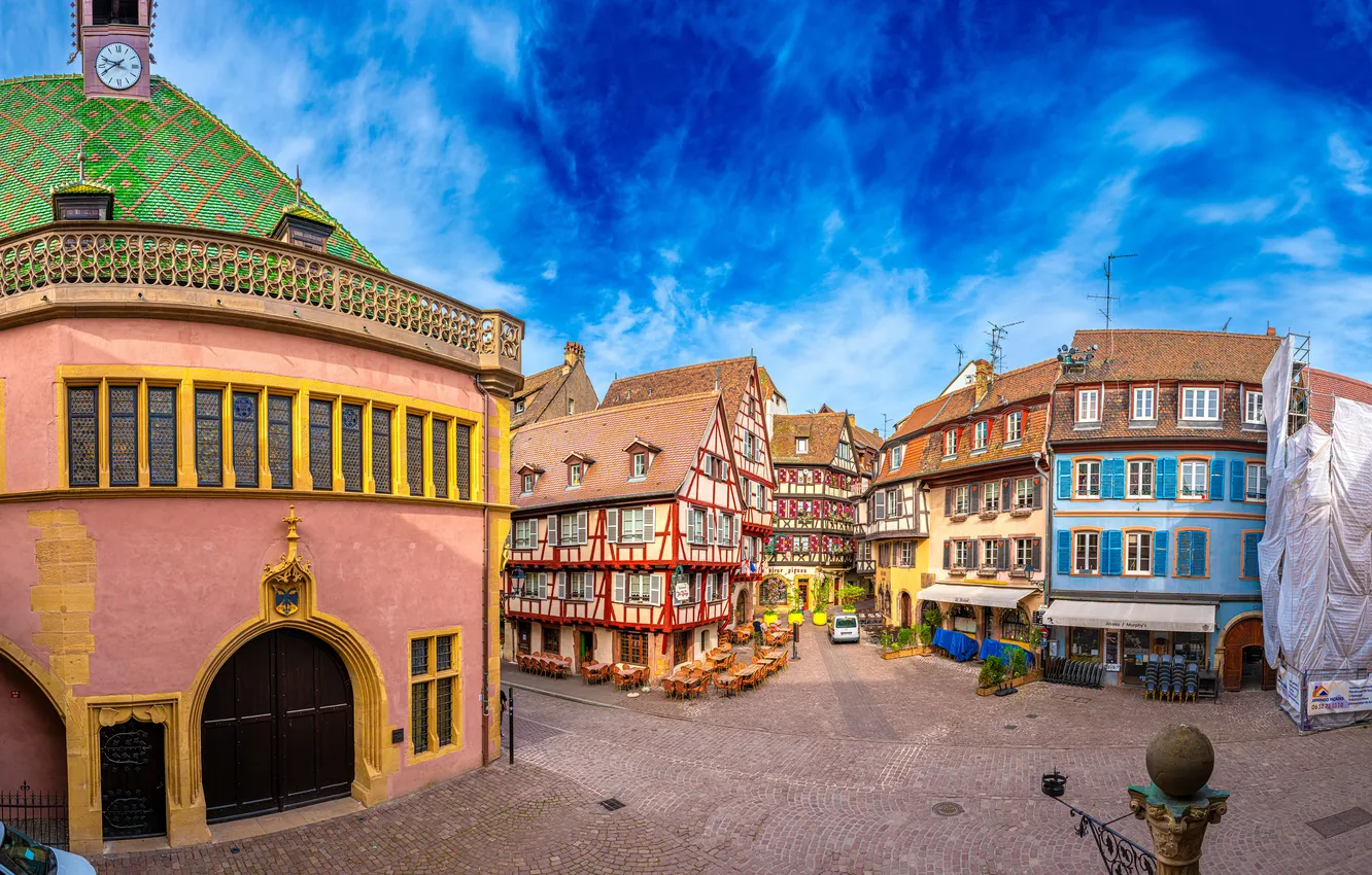 Photo wallpaper the sky, the city, street, France, home, Colmar