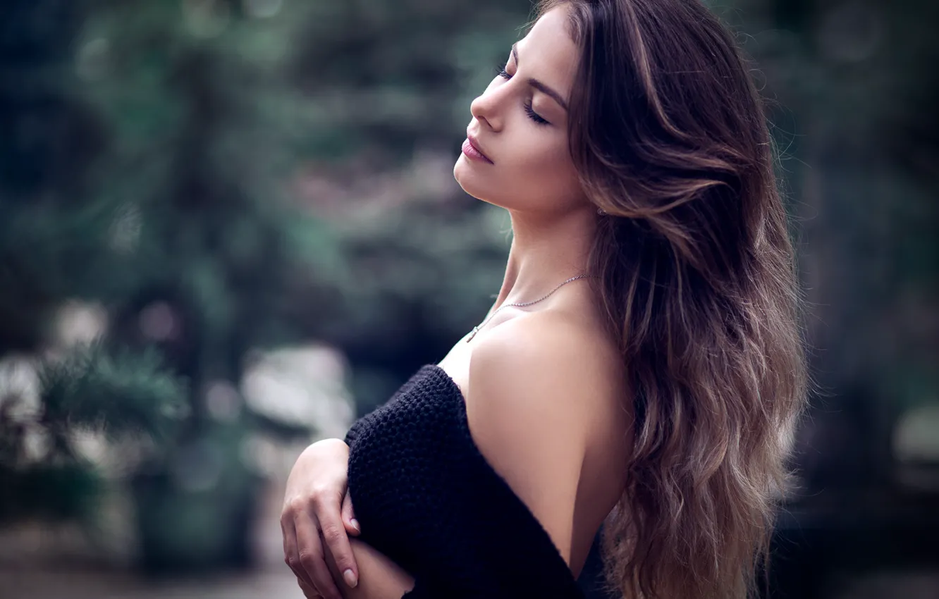 Photo wallpaper girl, pose, hair, shoulders, Vanya Tufkova