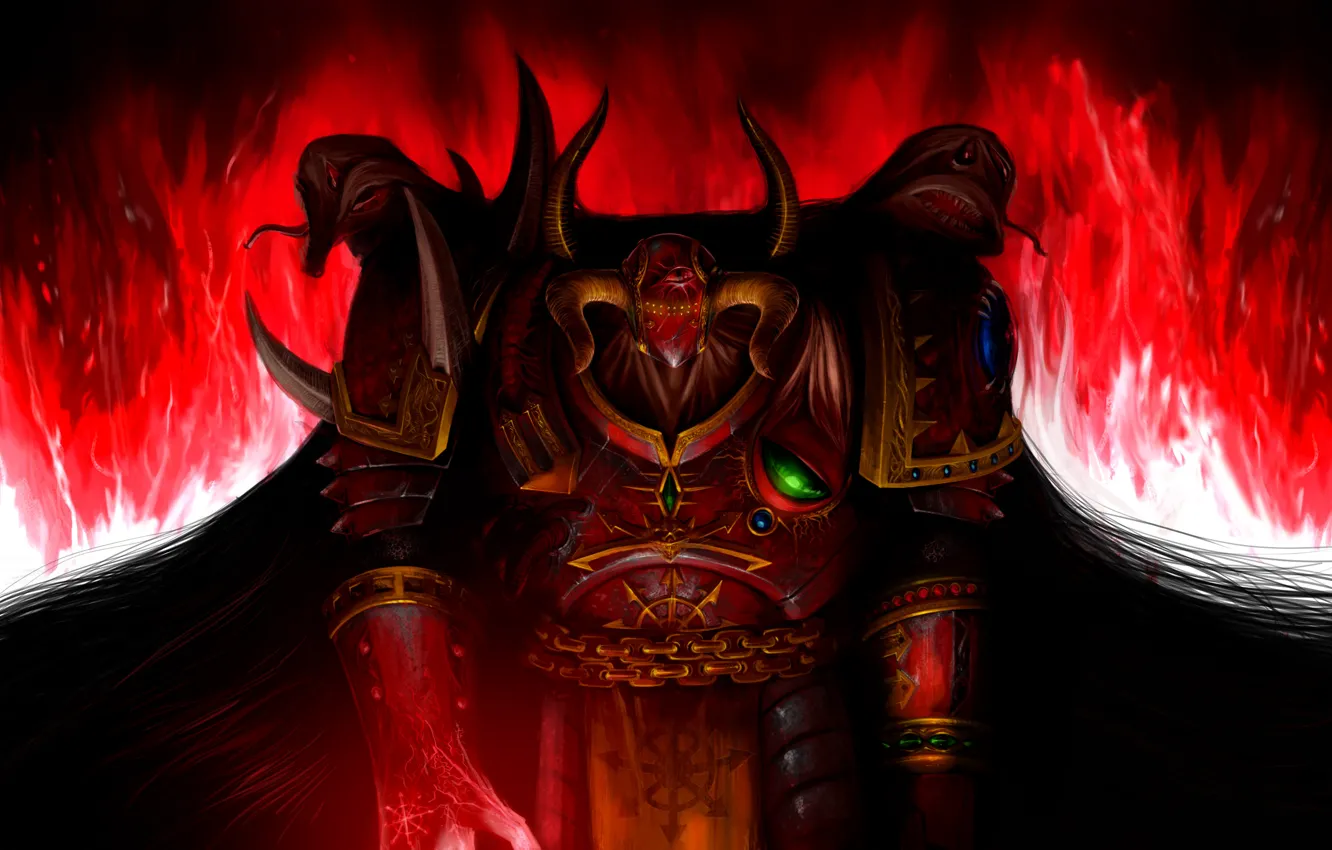 Photo wallpaper armor, horns, Warhammer 40000, chaos, Marines