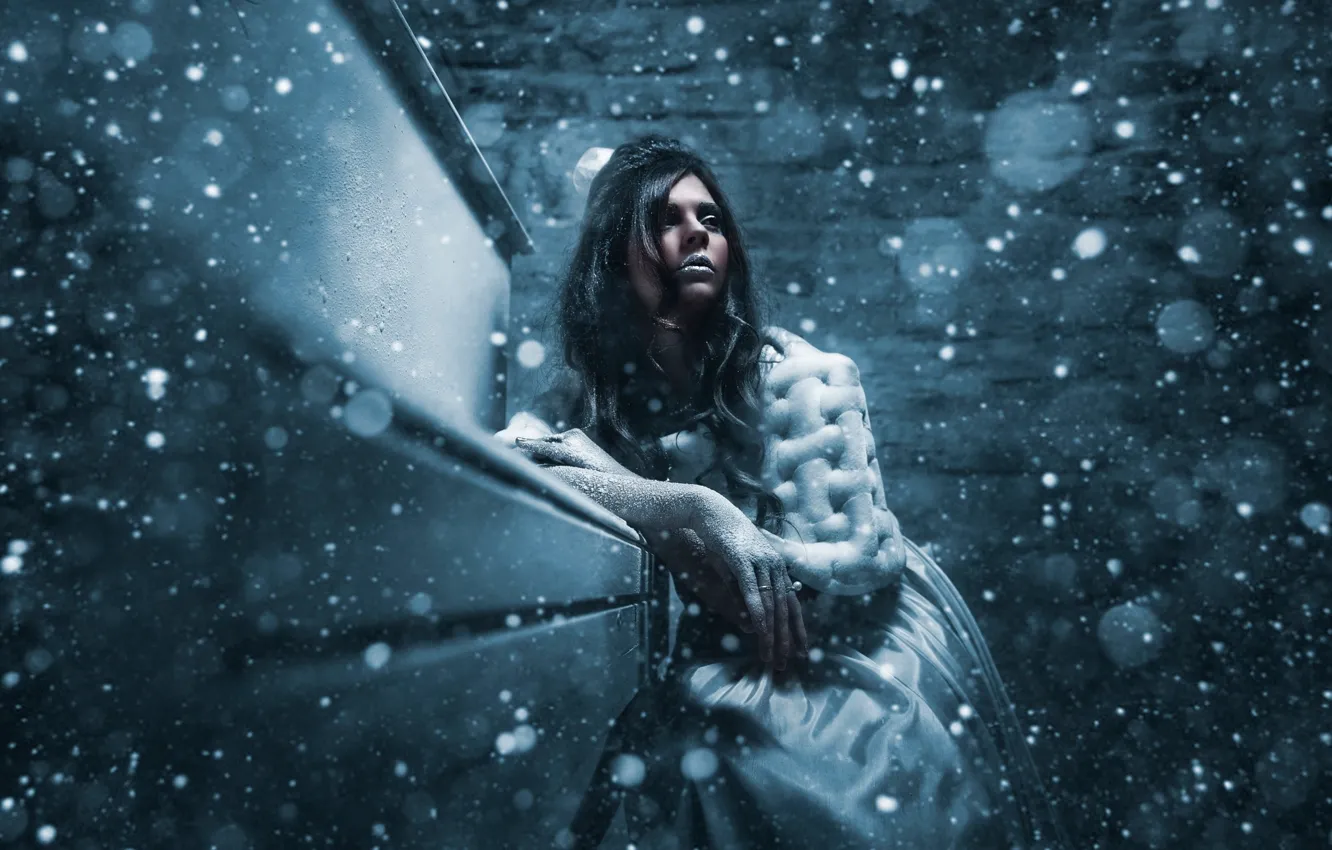 Photo wallpaper cold, girl, snow, winter queen
