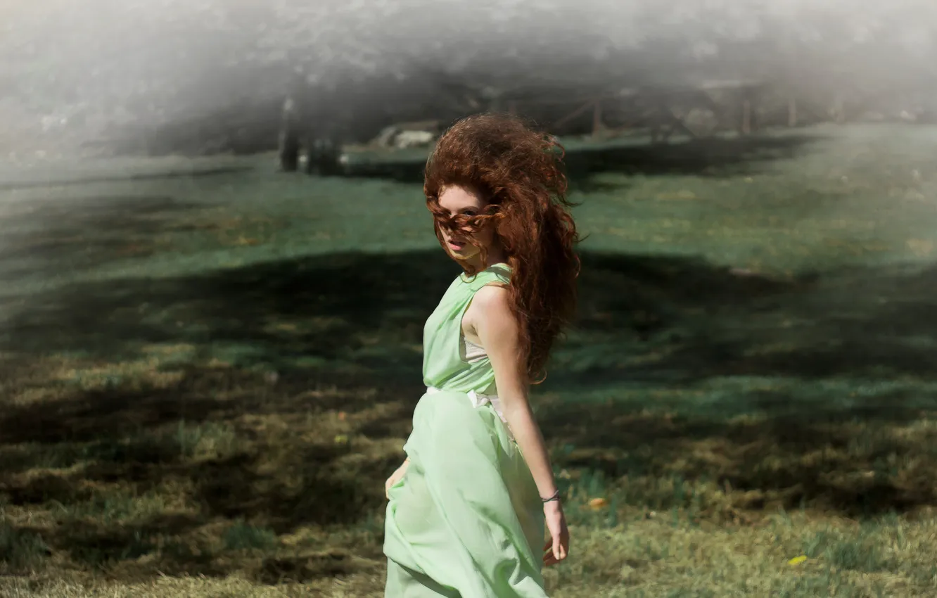 Photo wallpaper girl, dress, red