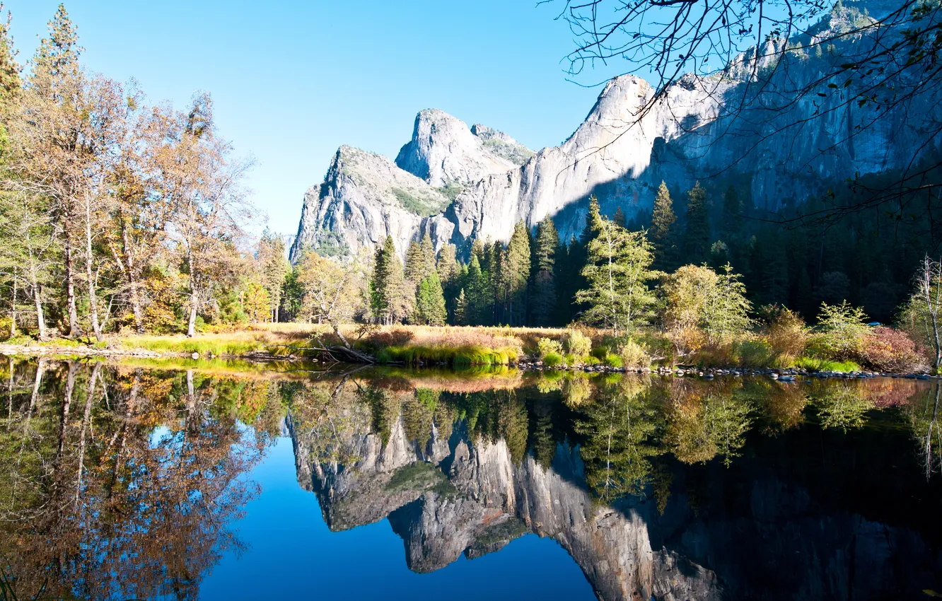 Photo wallpaper mountains, nature, river, Yosemite National Park