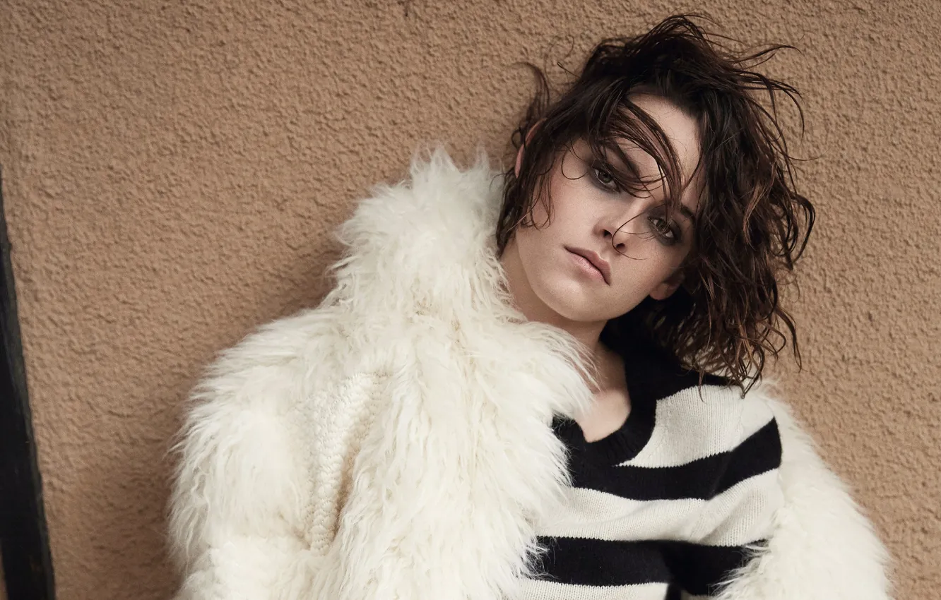 Photo wallpaper white, wall, model, makeup, actress, brunette, hairstyle, photographer