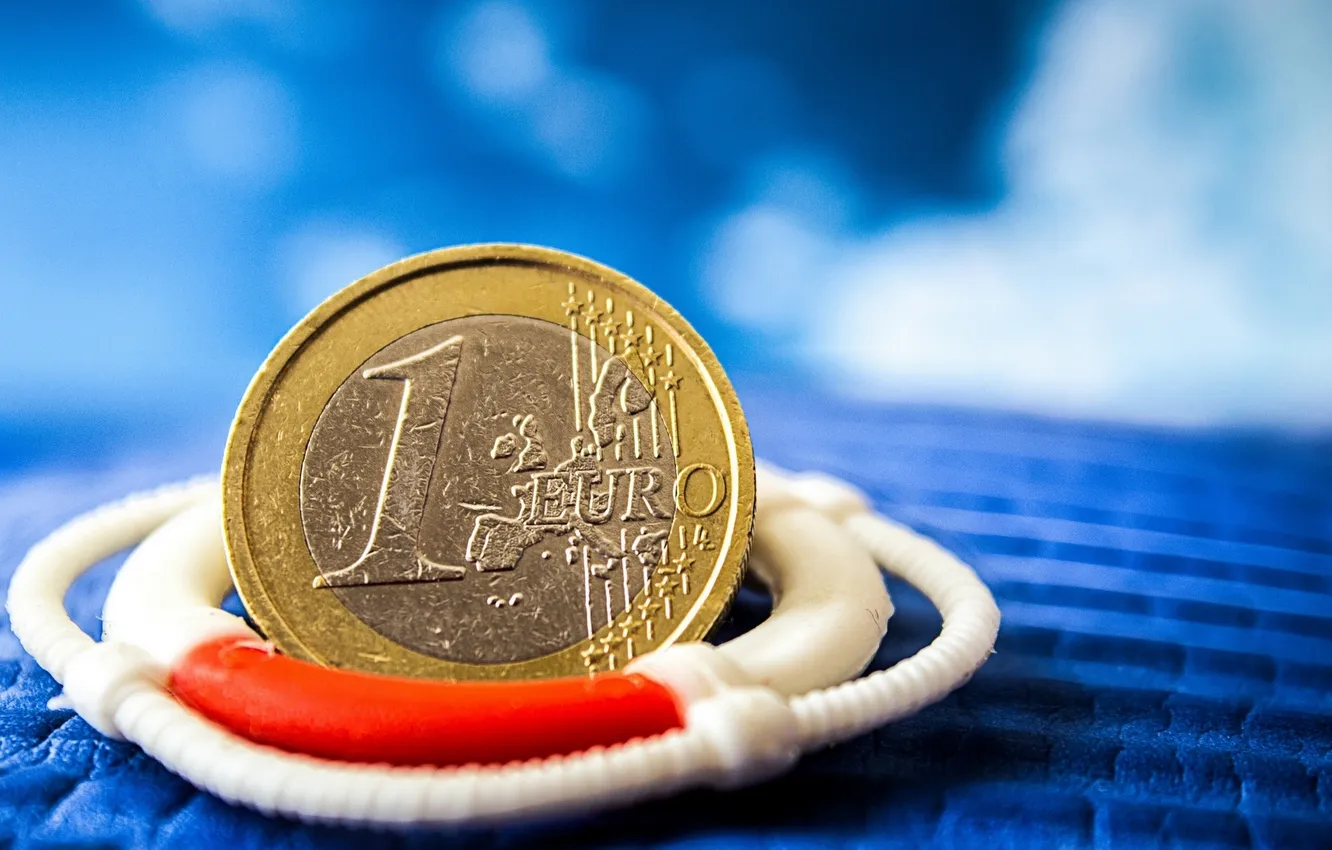 Photo wallpaper Euro, coin, lifeline, money, SOS