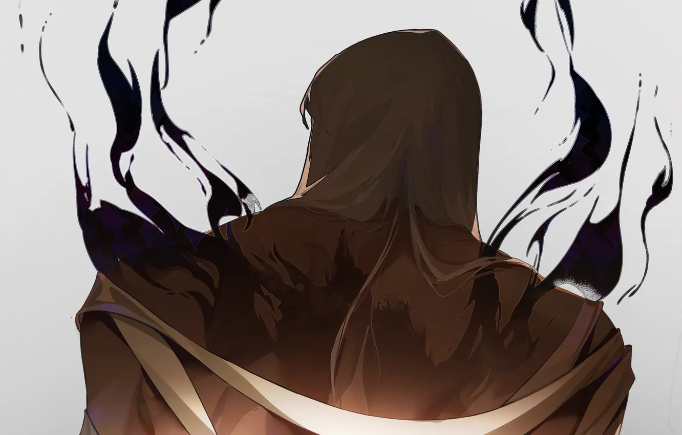 Photo wallpaper captain, grey background, Bleach, Bleach, reincarnation, long white hair, Jyuushiro Ukitake