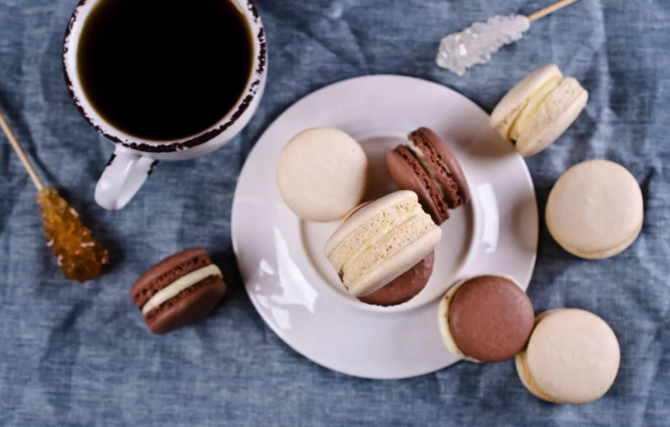 Photo wallpaper coffee, cookies, Cup, cream, dessert, cakes, sweet, coffee cup