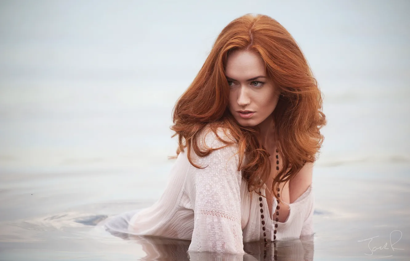 Photo wallpaper water, hair, red, redhead, Jenny O'sullivan, Jack Russell