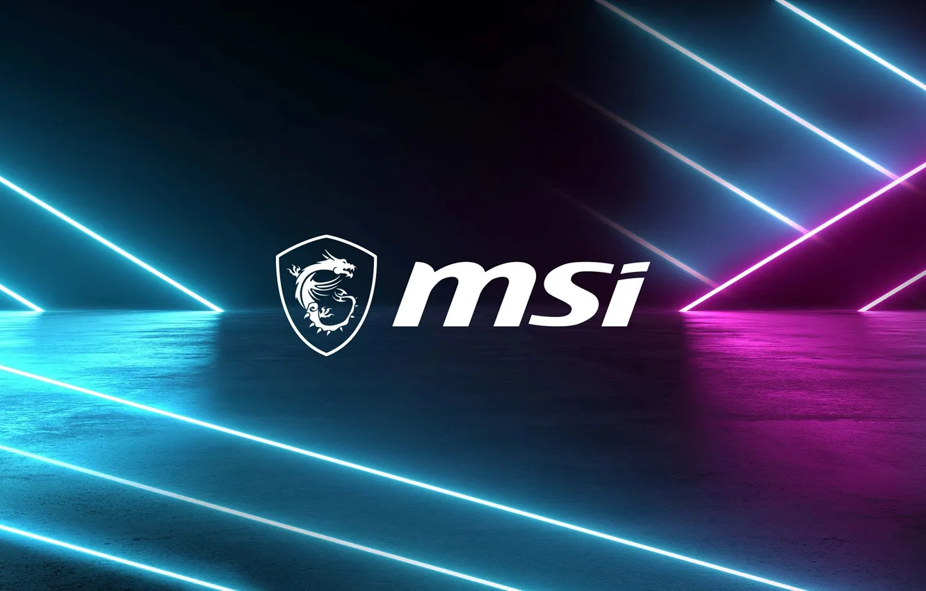 Photo wallpaper the dark background, logo, neon, logo, brand, gaming, MAG, MSI