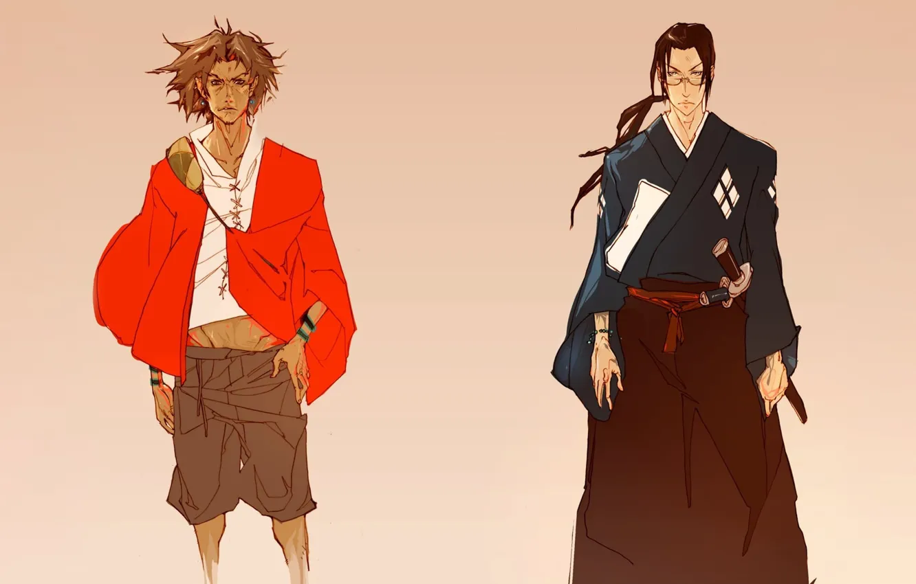 Photo wallpaper two, Samurai Chanpur?, Samurai Champloo, Mugen, art, Mugen, Jin, Jin