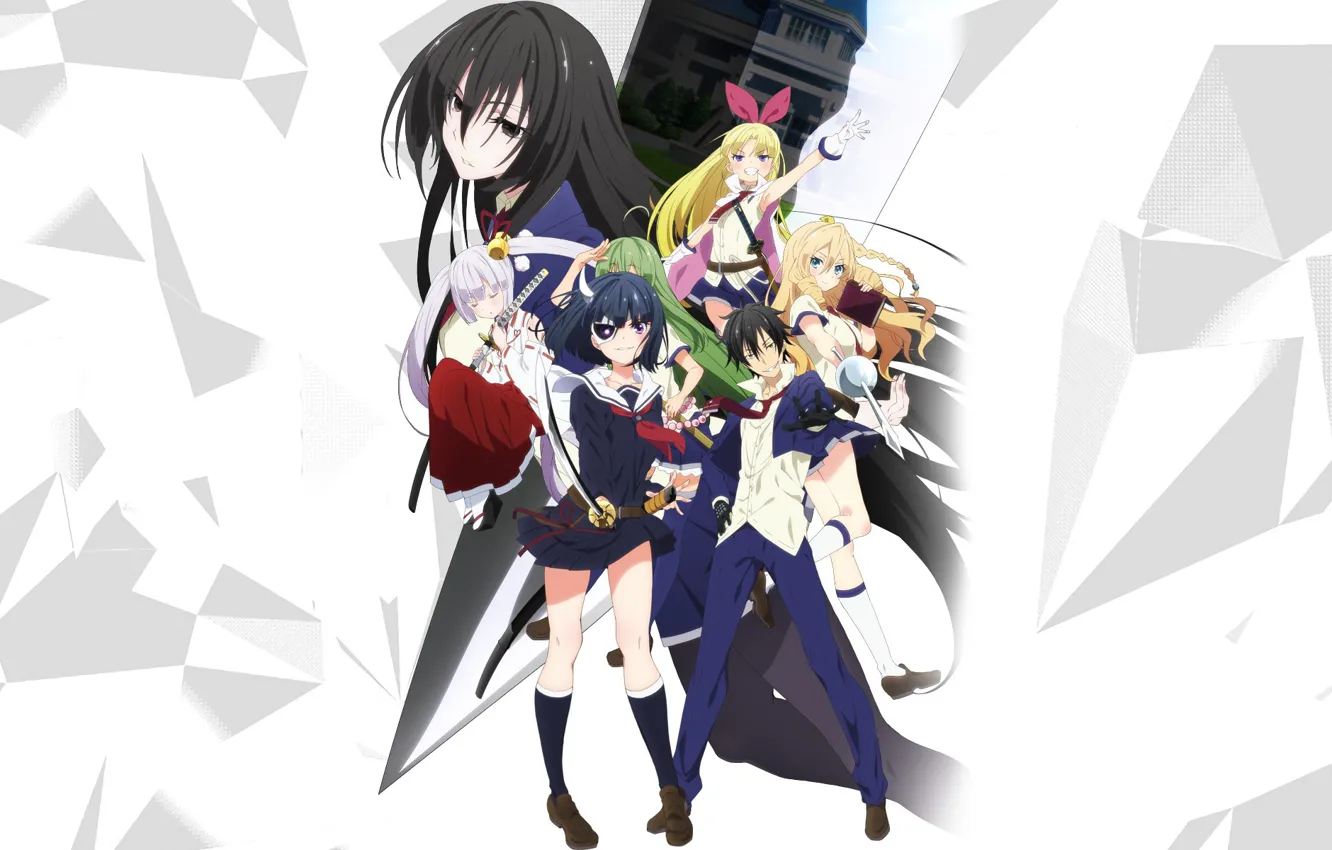 Photo wallpaper girl, sword, anime, katana, boy, ken, blade, mask