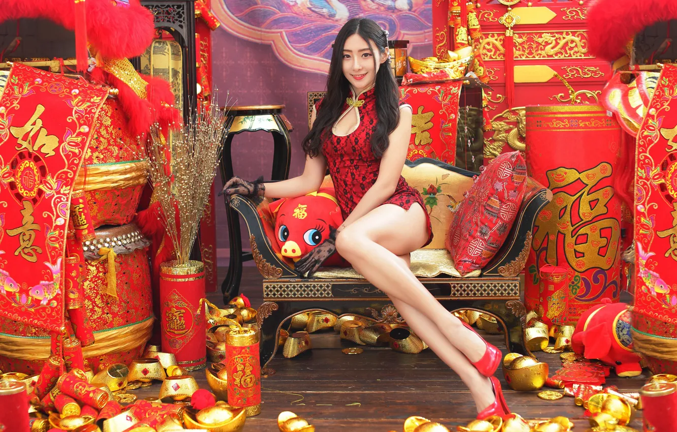 Photo wallpaper smile, interior, positive, characters, Asian, smile, interior, asian