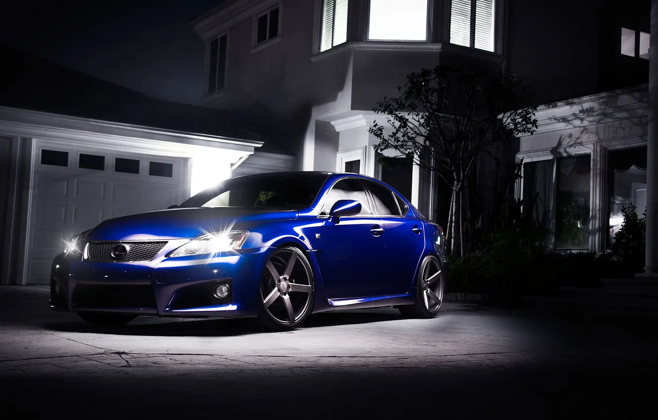 Photo wallpaper night, blue, home, shadow, garage, Lexus, blue, Lexus