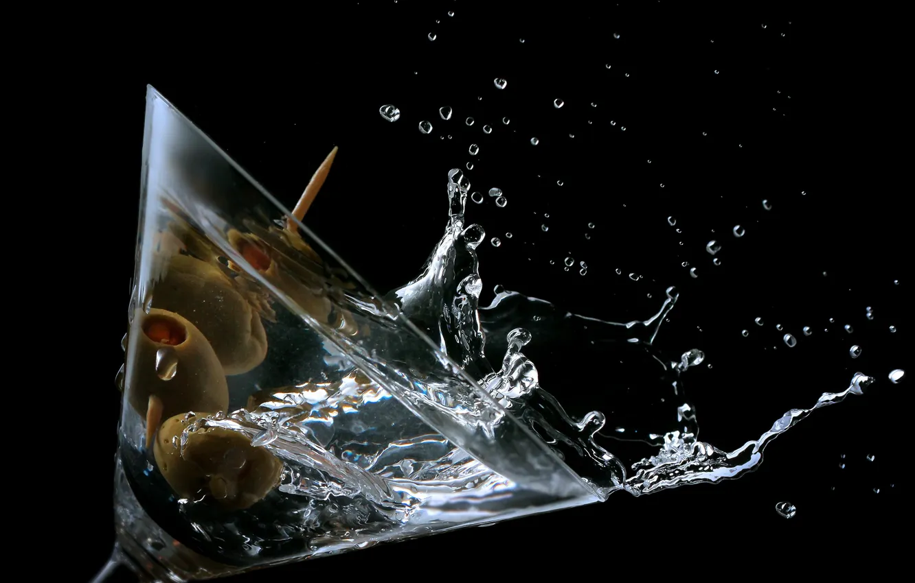 Photo wallpaper macro, squirt, glass, cocktail