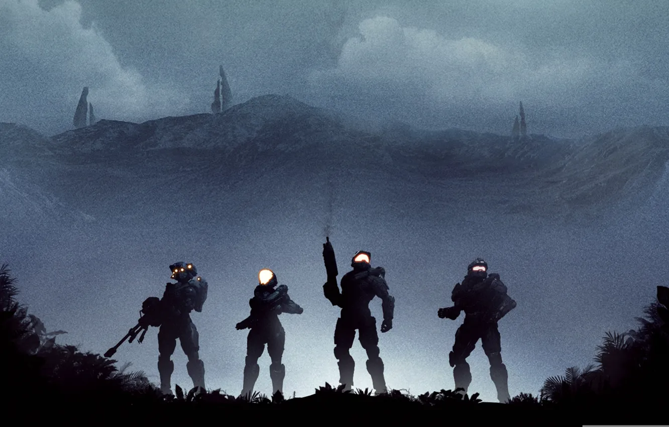 Photo wallpaper night, soldiers, kelly, halo, spartan, linda, master chief, Halo 5: Guardians