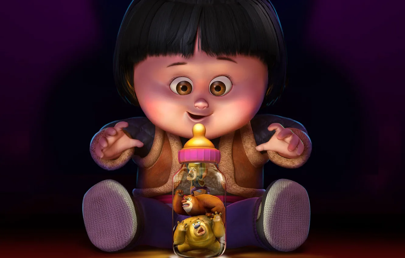 Photo wallpaper cartoon, doll, girl, "Bear haunt Indiana Xiong Bing