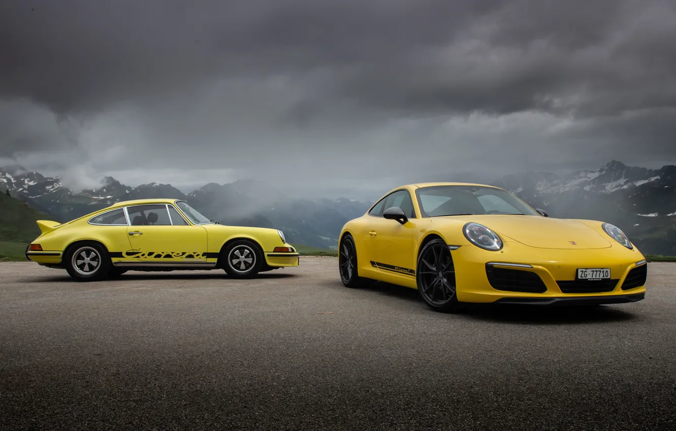Photo wallpaper 911, Porsche, yellow, Porsche 911 Carrera RS, Porsche 911 Carrera T