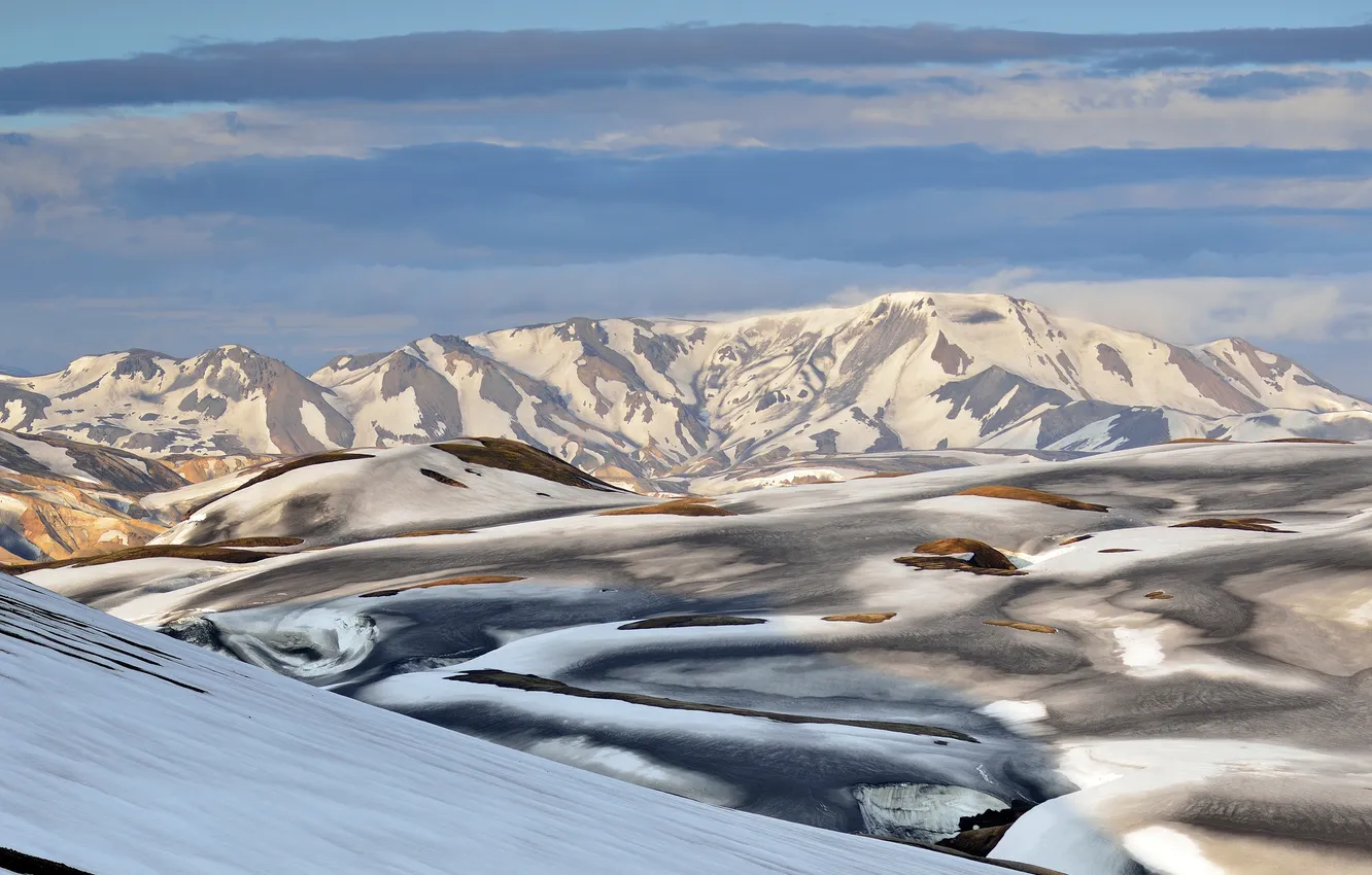 Photo wallpaper the sky, snow, landscape, mountains, Iceland