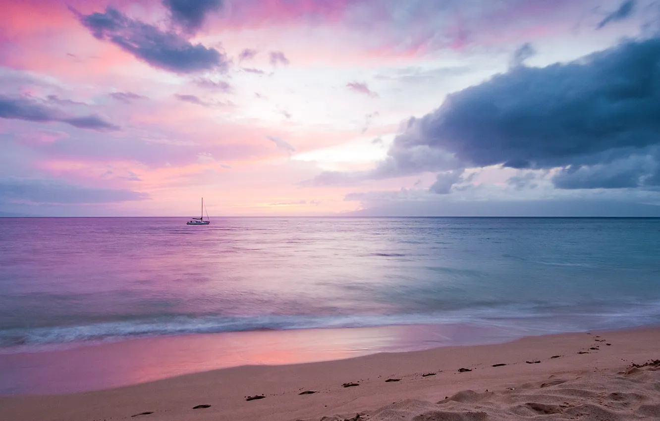 Photo wallpaper sea, the evening, yacht