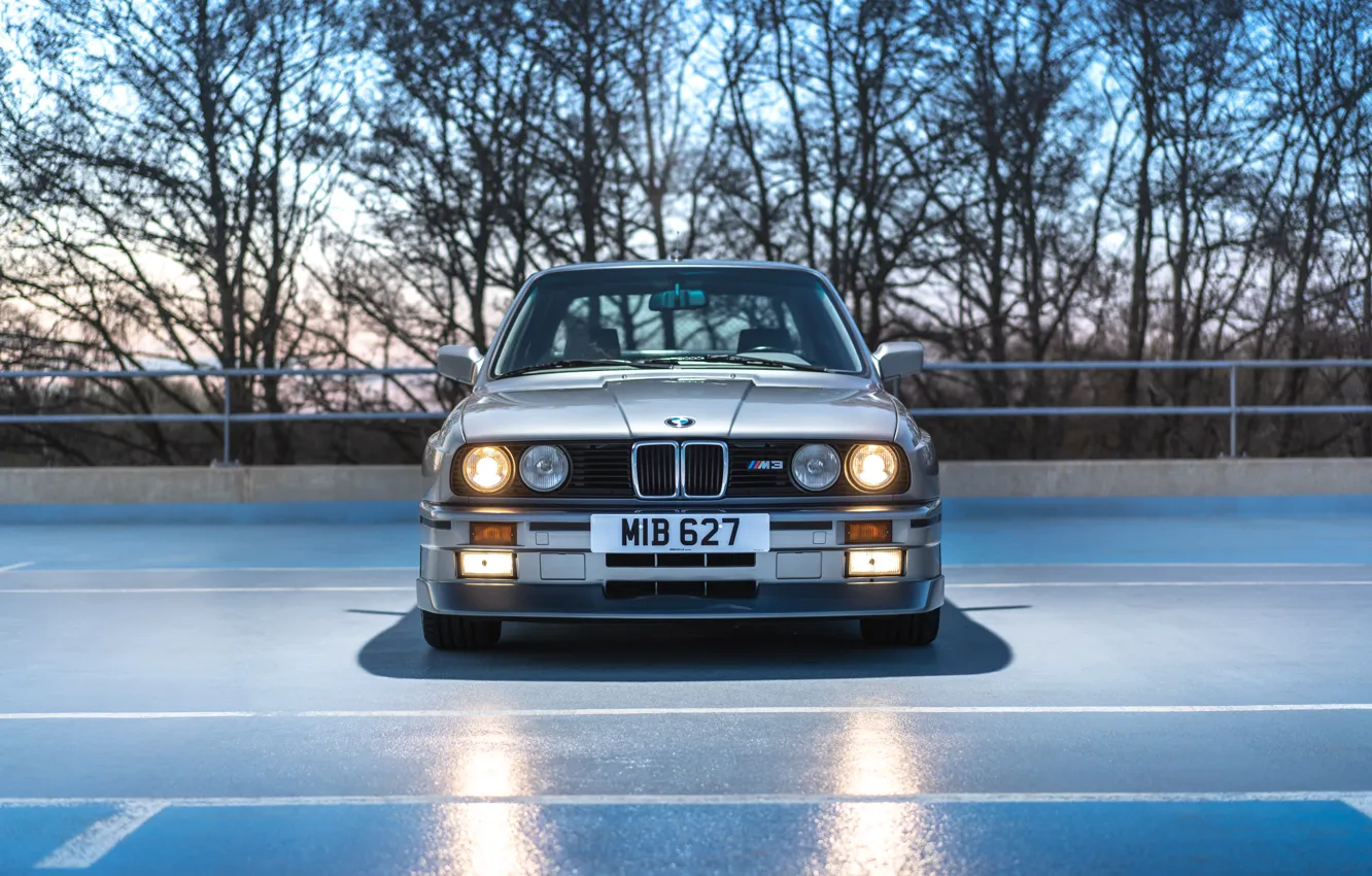 Photo wallpaper BMW, E30, front view, headlights, BMW M3 Coupe, M3