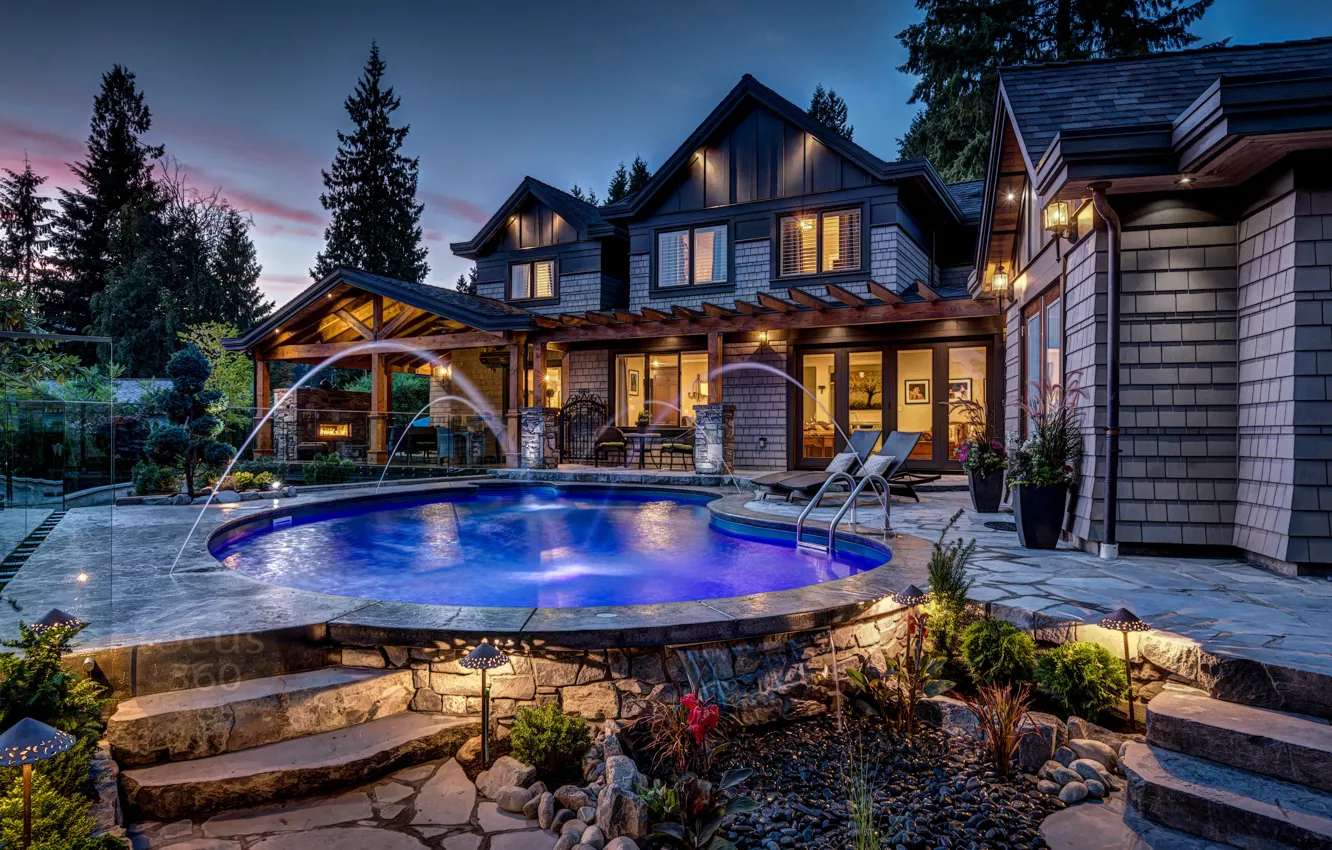 Photo wallpaper home, beauty, pool, backlight