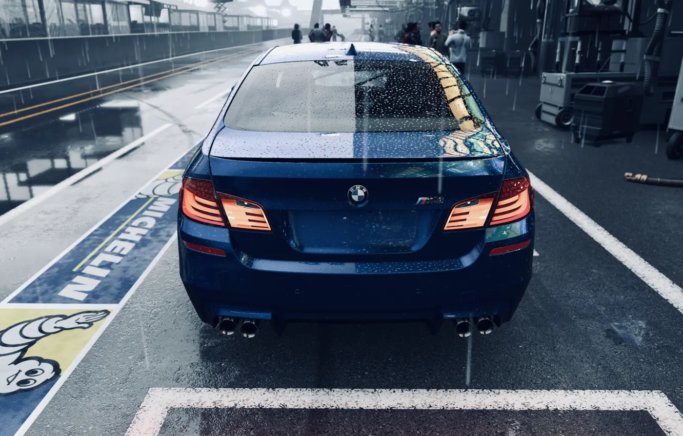 Photo wallpaper HDR, BMW, game, rain, F10, 5, FM7, UHD