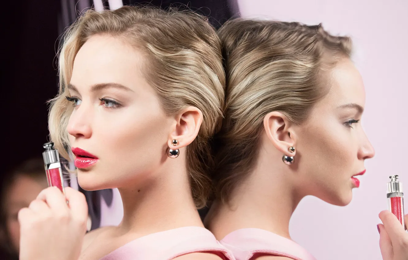 Photo wallpaper reflection, model, actress, mirror, blonde, Jennifer Lawrence, Jennifer Lawrence