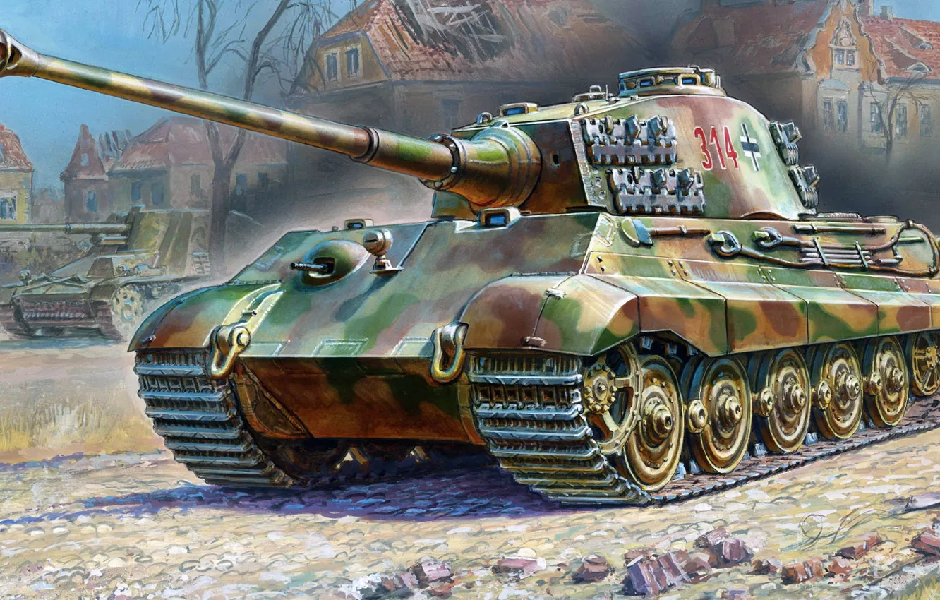 Photo wallpaper King tiger, Panzerkampfwagen VI Ausf. B, Tiger II, Royal tiger, German heavy tank