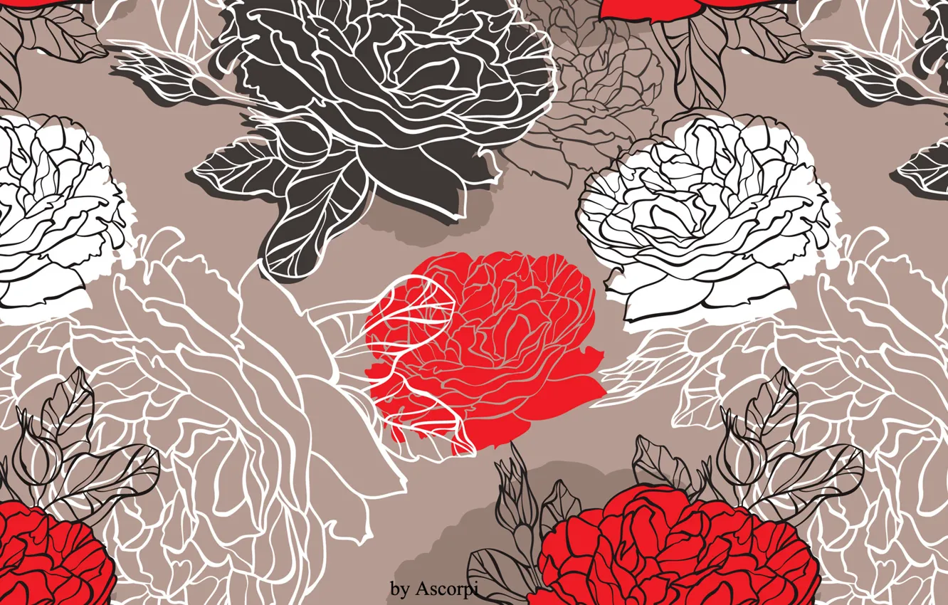 Photo wallpaper flowers, nature, peonies, peony