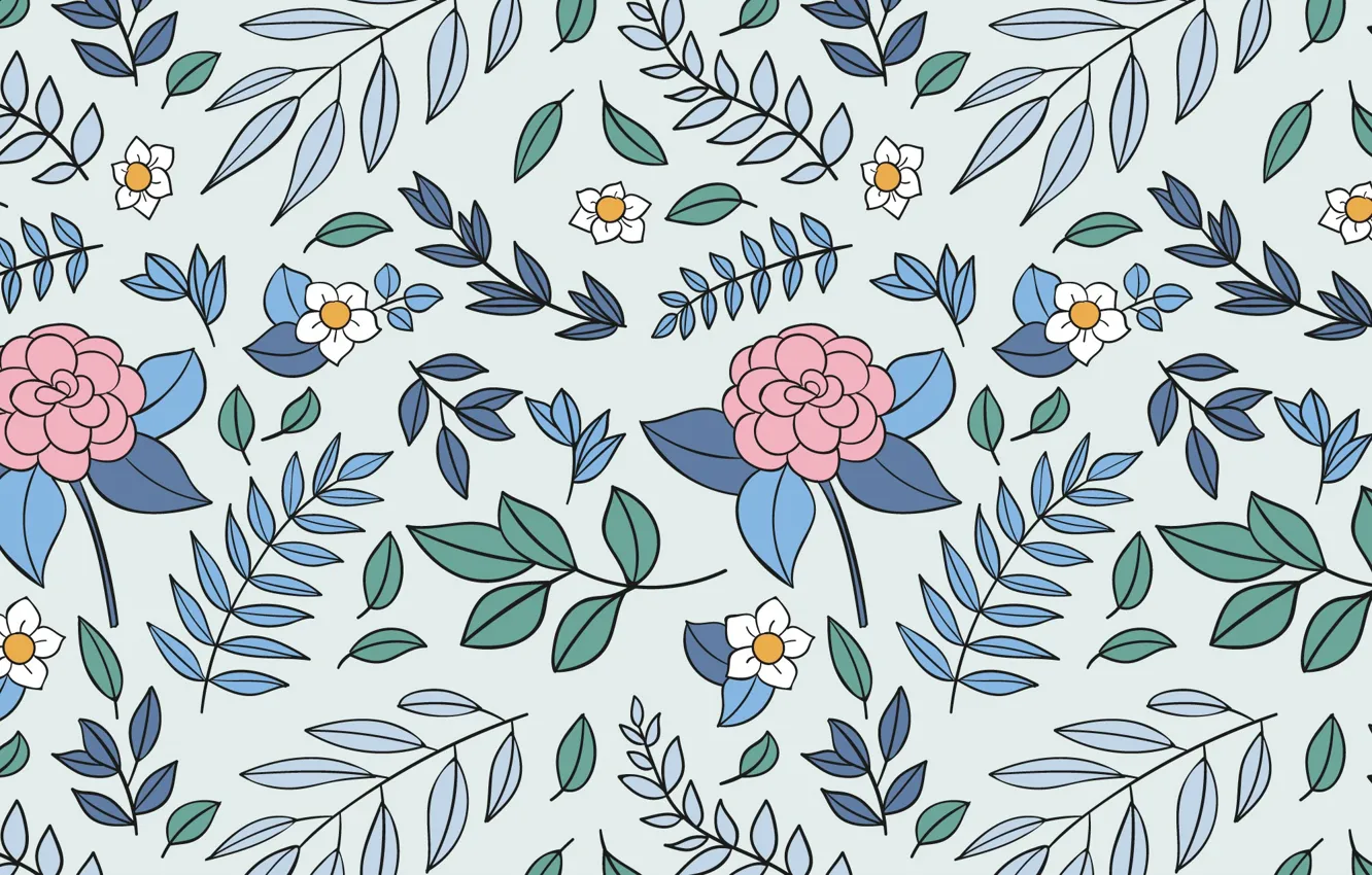 Photo wallpaper flowers, background, pattern, vintage